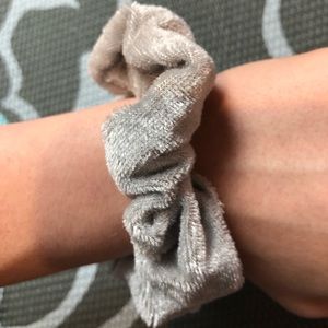 Gray velvet scrunchie